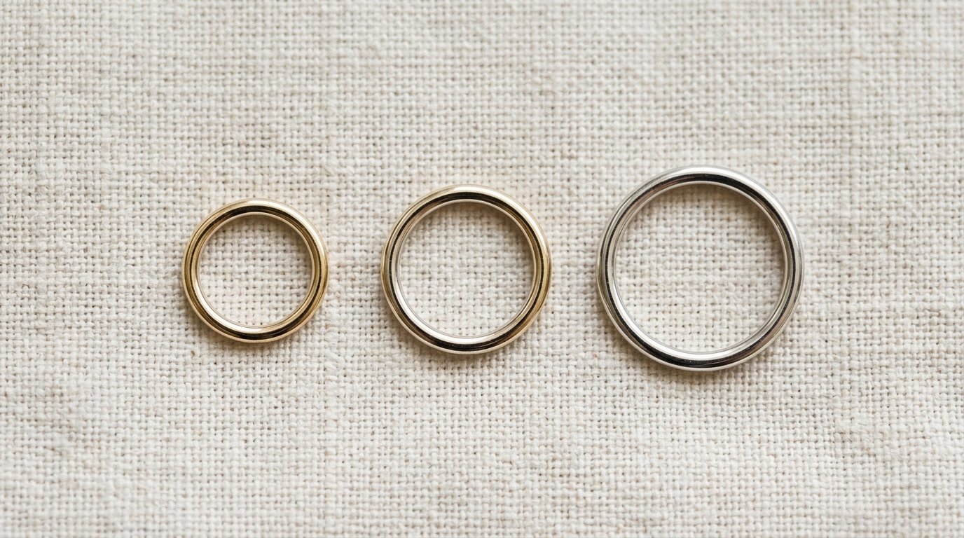 Three seamless nose hoop rings in 6mm, 8mm, and 10mm inner diameter